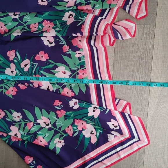 Vince Camuto US 12 Floral Indigo and Pink Sleeveless Summer Dress - Picture 12 of 14